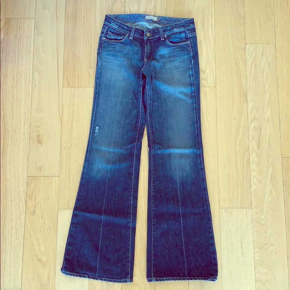 Paige low rise flare cut jeans, size 28.